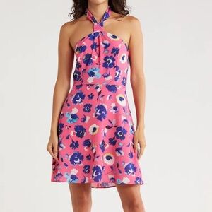 $264 NWOT Hutch “Kalena” Halter Floral Mini Dress in Pink Sz 4